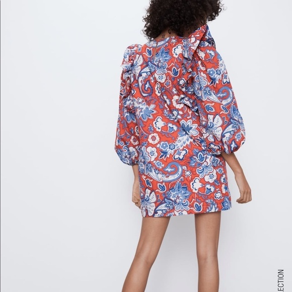 ZARA Ruffled Print Dress - Picture 9 of 11